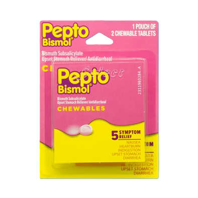 Pepto Bismol, 2 chewable tablets, carded