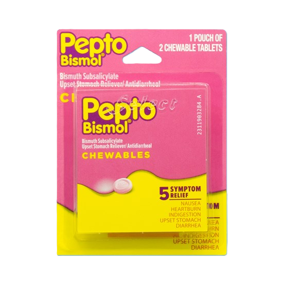 Pepto Bismol, 2 chewable tablets, carded